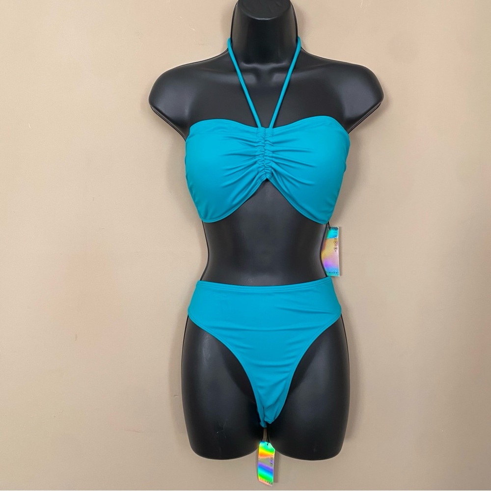NEW Primark Turquoise Bandeau Halter Bikini Set